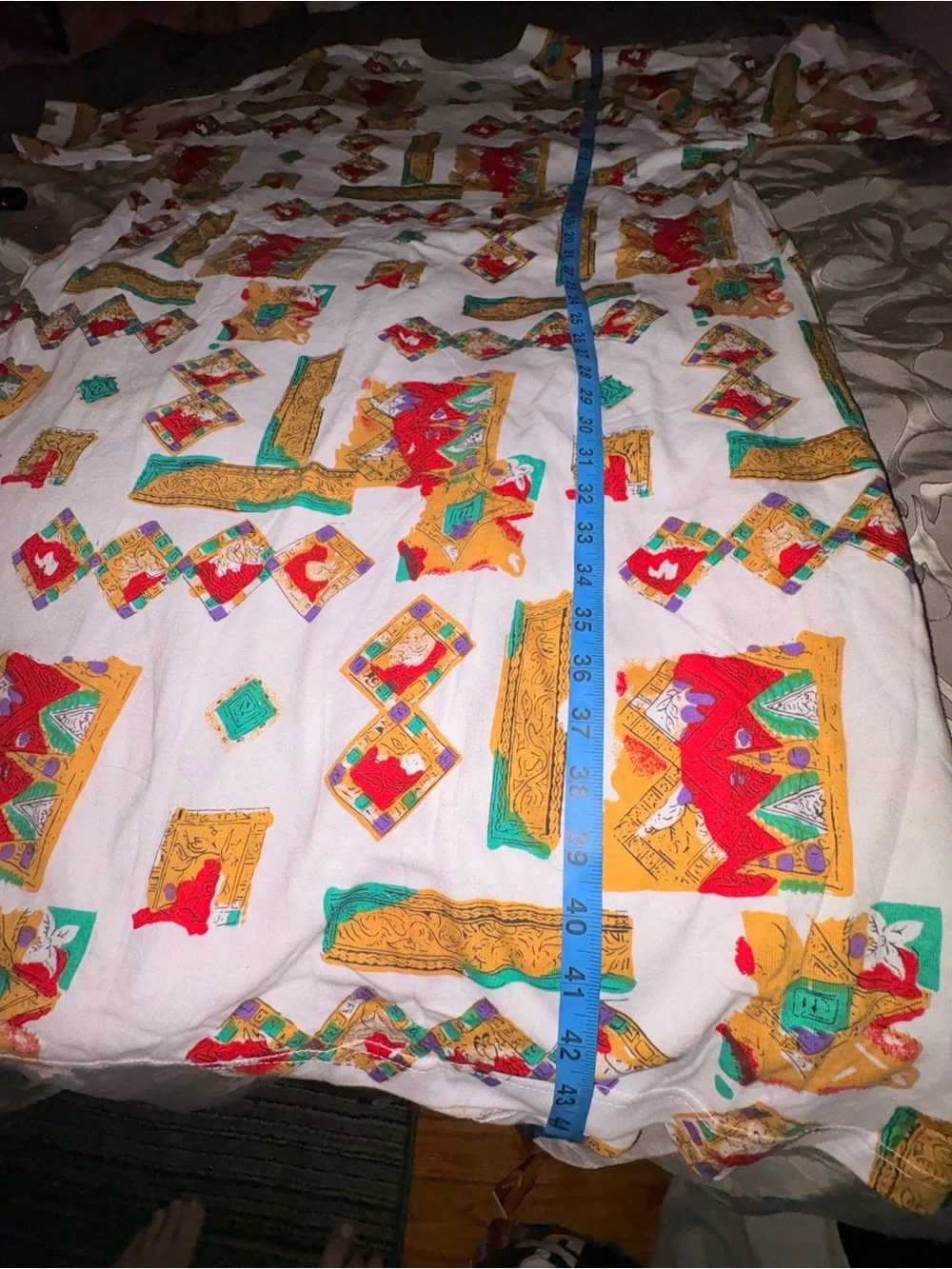 NWOT 90s Vintage Roaman's M OVERSIZED cotton White Midi Dress Geometric Print - Picture 4 of 5